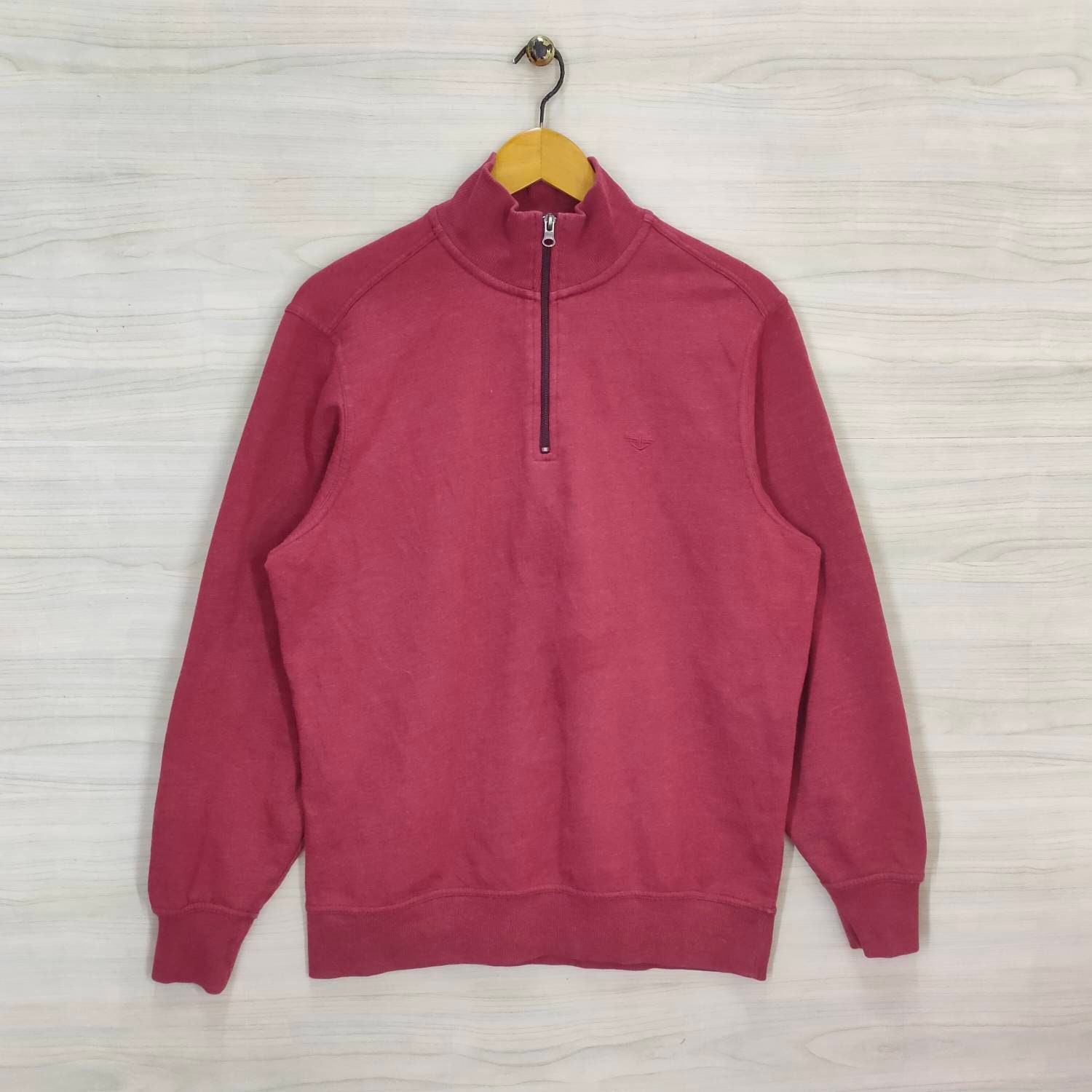 Vtg Dockers Quarter Zip Pullover Vintage Stickerei Logo Sweatshirt Rot Herren Größe M von PsVintageStore