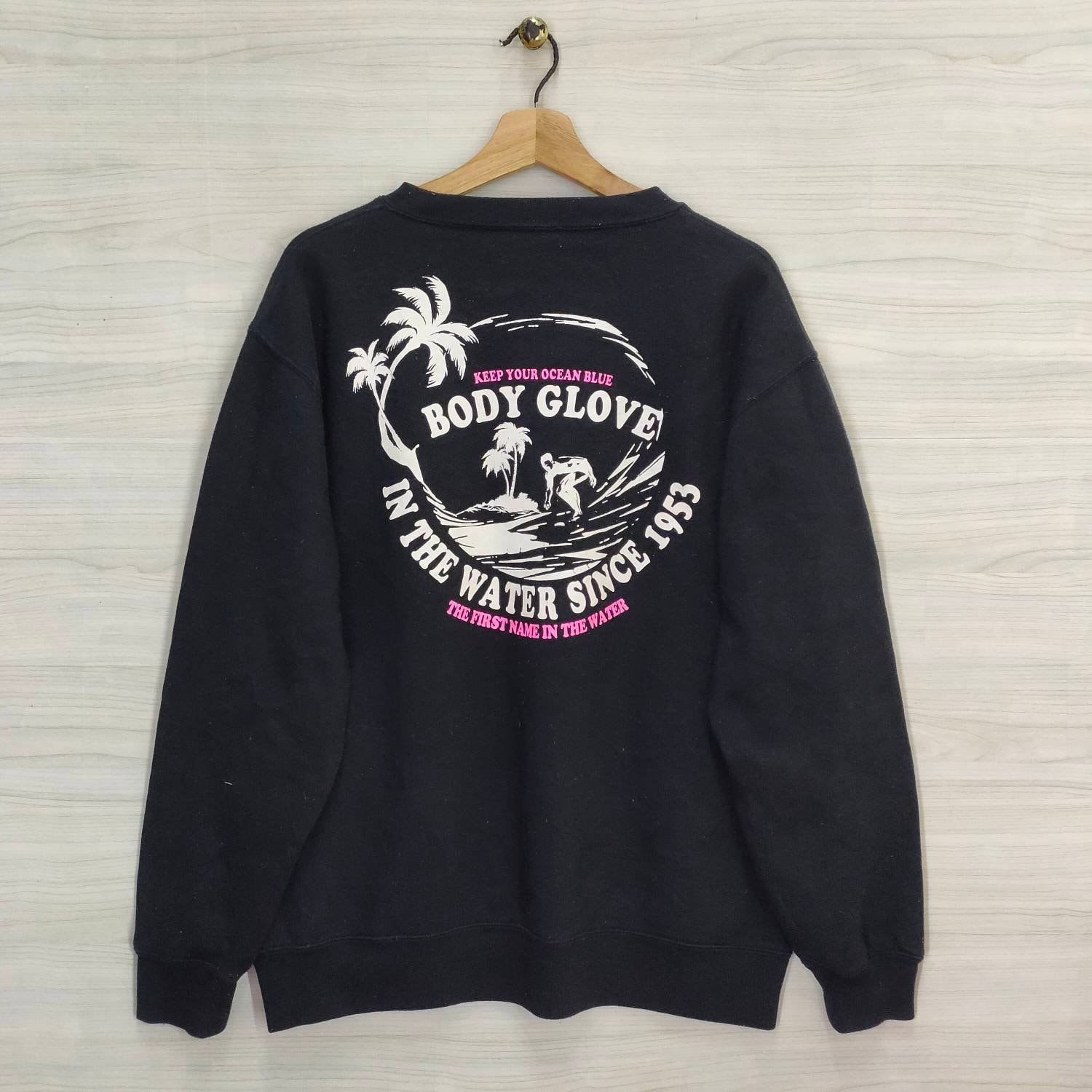 Vtgk Körper Handschuh Crewneck Sweatshirt Große Vintage Surf Pullover Schwarz - Herren Größe L von PsVintageStore