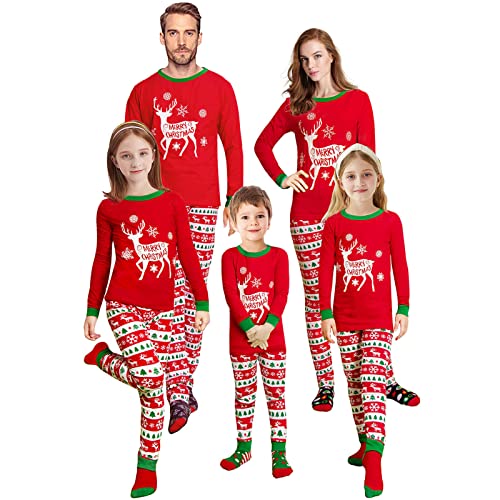 Psafagsa Familien Weihnachten Schlafanzug Rentier Weihnachtspyjama Damen Weihnachtskleidung Nachtwäsche Hausanzug Nachthemd Outfit L von Psafagsa