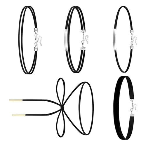 2-teiliges Halsketten-Set aus weichem Stoff, mehrlagiges Design, Allergie-Zubehör für den täglichen Gebrauch, schwarz, zweiteiliges Halsketten-Set, One Size, Wie beschrieben, Wie beschrieben von Psdndeww