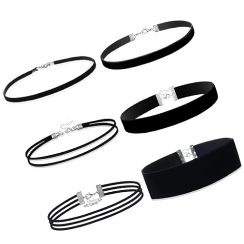 2-teiliges Halsketten-Set aus weichem Stoff, mehrlagiges Design, Allergie-Zubehör für den täglichen Gebrauch, schwarz, zweiteiliges Halsketten-Set, One Size, Wie beschrieben, Wie beschrieben von Psdndeww