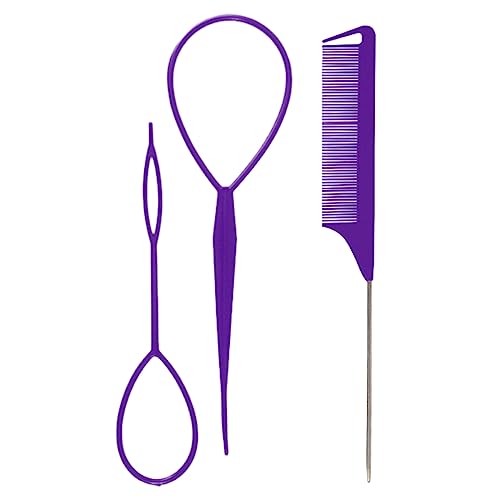3 Stück/Set Französische Flechtwerkzeuge Loop Make-up Frisuren Elastisches Haarband Entferner Cutter Rattenschwanz Kamm Haarstyling-Werkzeuge von Psdndeww