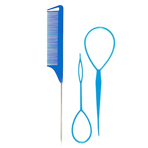 3 Stück/Set Französische Flechtwerkzeuge Loop Make-up Frisuren Elastisches Haarband Entferner Cutter Rattenschwanz Kamm Haarstyling-Werkzeuge von Psdndeww
