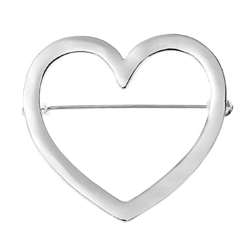 Cardigan aus Legierung mit rundem herzförmigem Clip, Metallbrosche mit Revers, modische Kleidung für Geschäftstreffen von Psdndeww