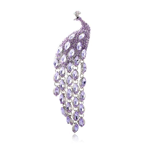 Crystal Peacocks Brosche Stilvolle Pulloverkristallstiftlegierungstextur Perfekt Für Hochzeiten Und Formelle Veranstaltung von Psdndeww