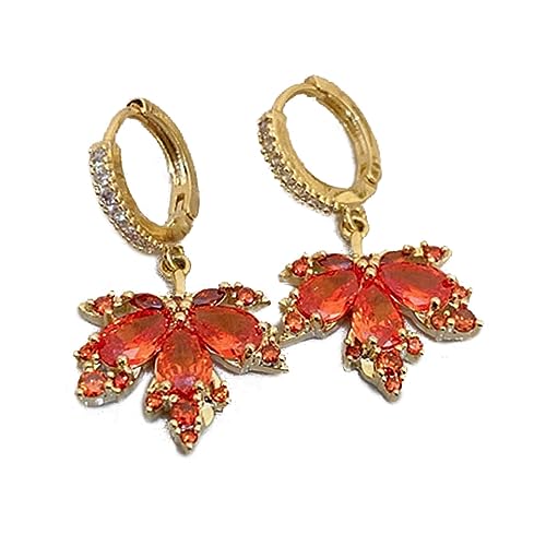 Elegante Rote Kristall Maple Blattohrringe Mode Quasten Ohrringtemperament Ohrwear Trendy Statement Stücke Vielseitige Ohrringe von Psdndeww