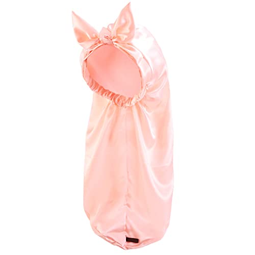 Geflochtene Haube für langes Haar, Seide, Duschhaube mit elastischer Schnalle und Schleife von Psdndeww