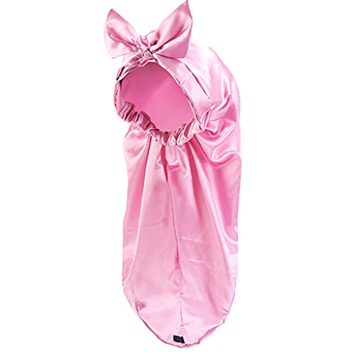 Geflochtene Haube für langes Haar, Seide, Duschhaube mit elastischer Schnalle und Schleife von Psdndeww