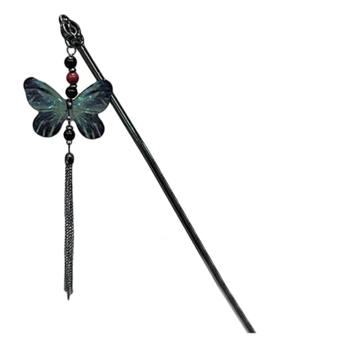 Haarnadel mit fließenden Quasten und Schmetterlings-Anhänger, lockiges Haar, Kopfschmuck, Accessoire im chinesischen Stil, Haarspange, Schmuck für Damen von Psdndeww