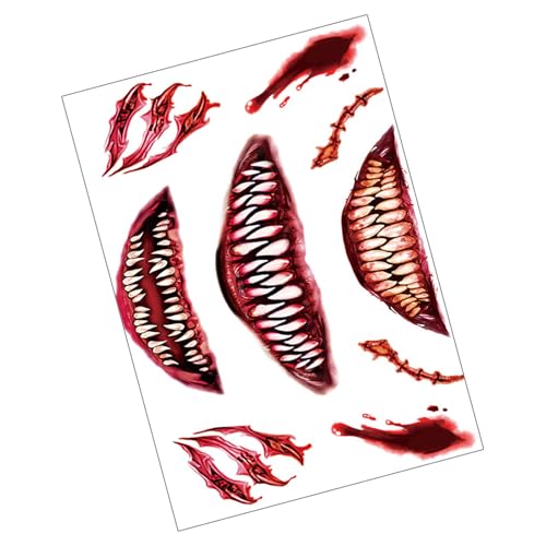 Halloween Aufkleber Temporäre Tätowierte Aufkleber Horror Falsche Blutige Wunde Aufkleber Für Halloween Cosplay Party Dekoration von Psdndeww
