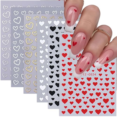 Herznägel Kunstaufkleber Liebe Herzen Nägel Abziehbilder Klebstoff Rot Liebe Herzdesigns Nägel Aufkleber Für Frauen Mädchen Valentinstag Nagelabziehbilder von Psdndeww