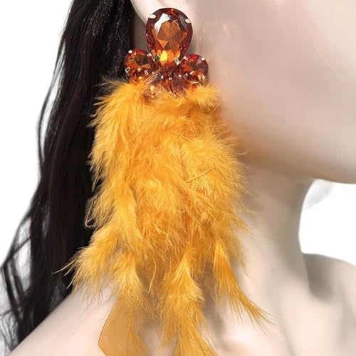 Kristall Gefiedertes Drop Ohr Schmuck Handgefertigt Extra Dangle Ohrringe Stilvolle Ergänzung Zum Täglichen Oder Abendlichen Aussehen Hypoallergenen Federschmuck von Psdndeww
