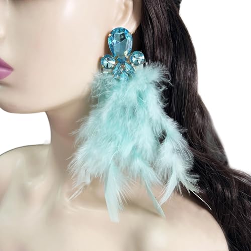 Kristall Gefiedertes Drop Ohr Schmuck Handgefertigt Extra Dangle Ohrringe Stilvolle Ergänzung Zum Täglichen Oder Abendlichen Aussehen Hypoallergenen Federschmuck von Psdndeww