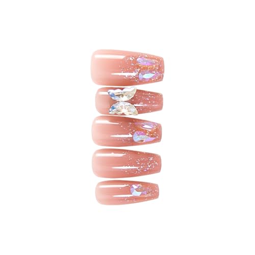 Künstliche Fingernägel, lange Ballerinas, zum Aufkleben, volle Spitzen, künstliche Nägel, zum Aufdrücken auf Nägel für Frauen von Psdndeww