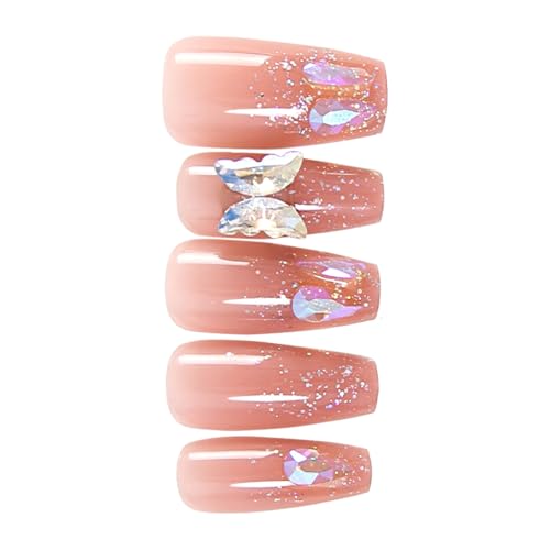 Künstliche Fingernägel, lange Ballerinas, zum Aufkleben, volle Spitzen, künstliche Nägel, zum Aufdrücken auf Nägel für Frauen von Psdndeww