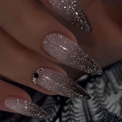 Künstliche Nägel zum Aufdrücken, französische Spitzen, Stilettos, Acryl, künstliche Nägel, zum Aufkleben, für Damen, 24 Stück Künstliche Nägel zum Aufdrücken, französische Spitzen, Stilettos, Acryl, künstliche Nägel, zum Aufkleben, für Damen, 24 Stück von Psdndeww