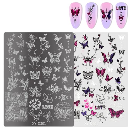 Lines Nails Art Stamping Schablone Blumen Maniküre Vorlage Werkzeug French Tip Nägel Stamping Platten Nägel Kunst Stempel Werkzeug von Psdndeww