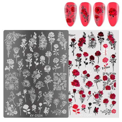 Lines Nails Art Stamping Schablone Blumen Maniküre Vorlage Werkzeug French Tip Nägel Stamping Platten Nägel Kunst Stempel Werkzeug von Psdndeww