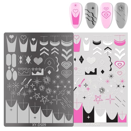 Lines Nails Art Stamping Schablone Blumen Maniküre Vorlage Werkzeug French Tip Nägel Stamping Platten Nägel Kunst Stempel Werkzeug von Psdndeww