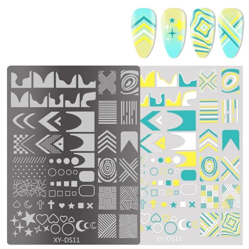 Lines Nails Art Stamping Schablone Blumen Maniküre Vorlage Werkzeug French Tip Nägel Stamping Platten Nägel Kunst Stempel Werkzeug von Psdndeww