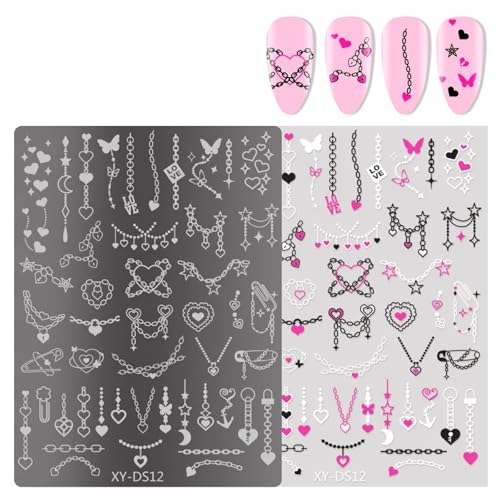 Lines Nails Art Stamping Schablone Blumen Maniküre Vorlage Werkzeug French Tip Nägel Stamping Platten Nägel Kunst Stempel Werkzeug von Psdndeww