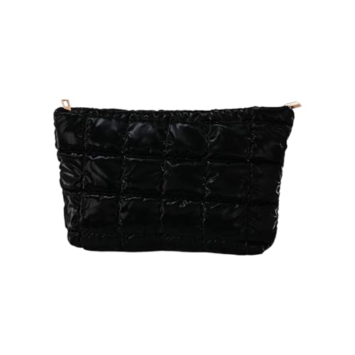 Make-up-Organizer mit geometrischem Muster, PU-Materialien, Kosmetiktasche, Mehrzweck, Reisezubehör, praktische Tragetaschen, einfache Make-up-Tasche, Schwarz von Psdndeww