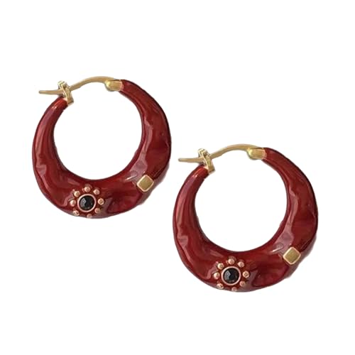 Mode Farbenfrohe Reifenohrringe Mit Roten Detailohrschnallen Für Stilvolle Frauen Handgefertigtes Exquisites Accessoires Exquisite Accessoires von Psdndeww