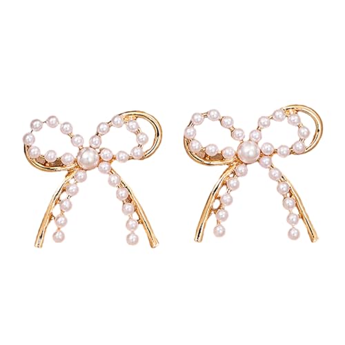 Moderne Doppel Bowknot Ohr Schmuck Moderne Legierungsohrschstene Mit Doppelschichtperlen Für Einzigartige Ohrringe von Psdndeww