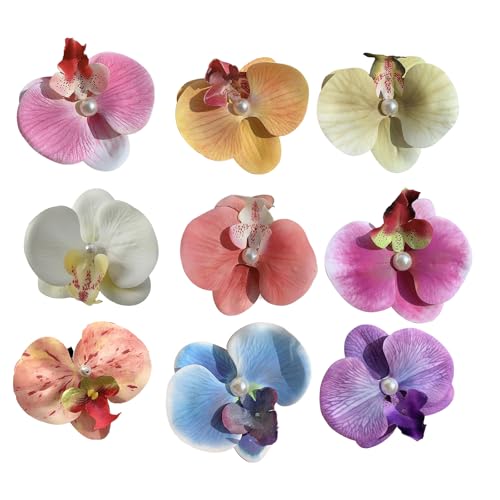 Multipack mit 9 eleganten Orchideen für die Haare, Modeaccessoires, Haarschmuck für Hochzeiten und Partys von Psdndeww