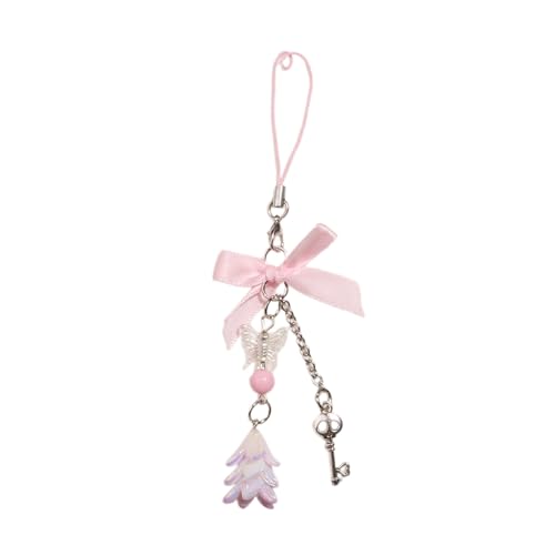 Psdndeww Acryl Bowknot Telefon Charme Trendy Butterfly Keychain Trendy Telefon Schmuck Acrylmaterial Bogenknoten Telefonanhänger von Psdndeww
