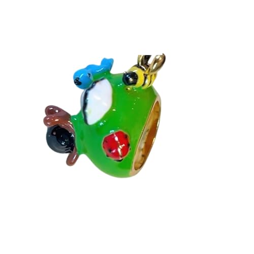 Psdndeww Artistics Green Frösche Ringe Emaillierte Gefertigte Schmuckschichtdesigns Moderne Coole Ästhetische Stabile Legierung Unisex Frogs Statement von Psdndeww