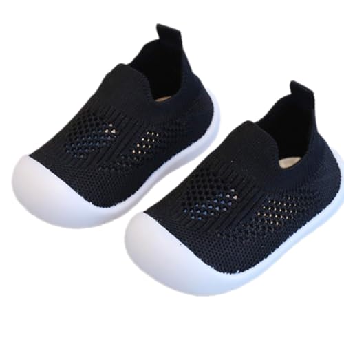 Psdndeww Atmungsaktive Mesh-Baby-Wanderschuhe mit weichem 5 mm und flexiblem Design für frühe Spaziergänger, Kleinkindschuhe mit elastischem Knöchel, Schwarz, D von Psdndeww