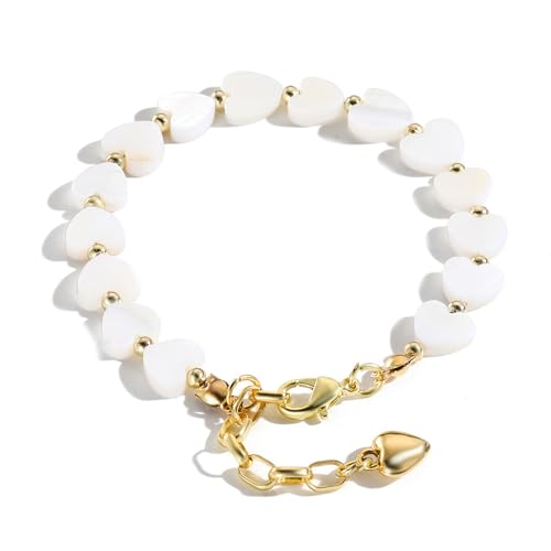 Psdndeww Buntes Perlen Handchain Stylish Herz/Mond/Sternschale Form Armband Verstellbar von Psdndeww