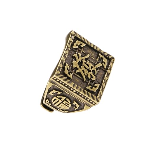 Psdndeww Chinesische Charakter Reichtum Ringe Handgefertigte Notfall Messingschmuck Für Männer Sammler Einzigartige Historische Accessoire Vintage Messing von Psdndeww