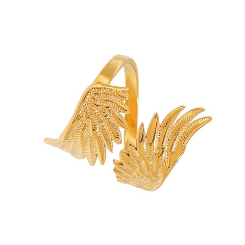 Psdndeww Elegante Ringe Mit Flügelform Verstellbare Fingerringe Edelstahl Textur Geeignet Für Frauen Und Mann Trendiger Ehering Aussehen von Psdndeww