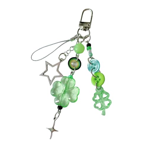 Psdndeww Elegante Vier Blattklee Telefongurt Handgefertigtes Charme Handwerk Lieferungen Accessoire Für Trendige Frauen Damen Luck Clovers Star Keychain von Psdndeww