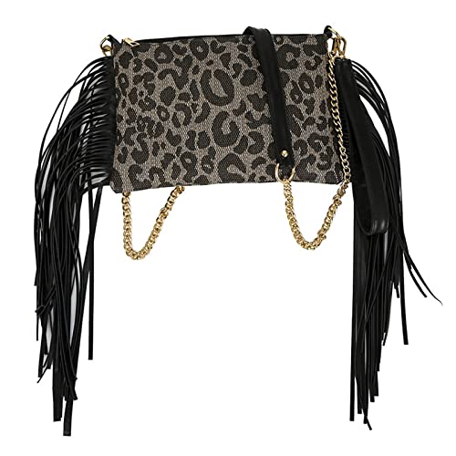 Psdndeww Exquisites Leopardenmuster Fransen Crossbody Body Handtaschen Umhängetasche Satchel Clutch Geldbeutel Messenger Taschen Für Erwachsene Crossbody Taschen von Psdndeww