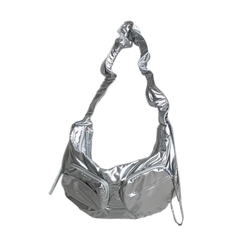 Psdndeww Frauen Modische Falten Kordel Umhängetasche Lässige Massive Nylon Crossbody Mehrere Taschen Handtasche Reißverschluss Geldbeutel Falten Crossbody von Psdndeww