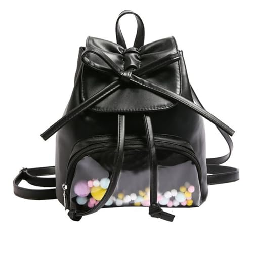 Psdndeww Frauen Schulmädchen Bowknot Schulter Rucksack Itabag Japanische Stil Transparent Tasche Display PU Leder Schulbeutel PU Leder Transparent Rucksack von Psdndeww