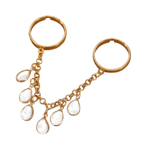 Psdndeww Geometrische Fransen Dating Ringe Einstellbare Fingeröffnung Einzigartiger Fingerschmuck Geeignet Für Party Und Tägliche Verschleiß Wasserdrop Quastenkette von Psdndeww