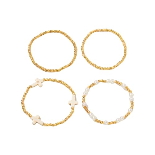 Psdndeww Gothic Crosses Anhänger Perlenarmband Set Mit Unregelmäßigen Nachahmung Perlen Hip Hop Schmuck Geschenkideen Party Kettenarmband von Psdndeww