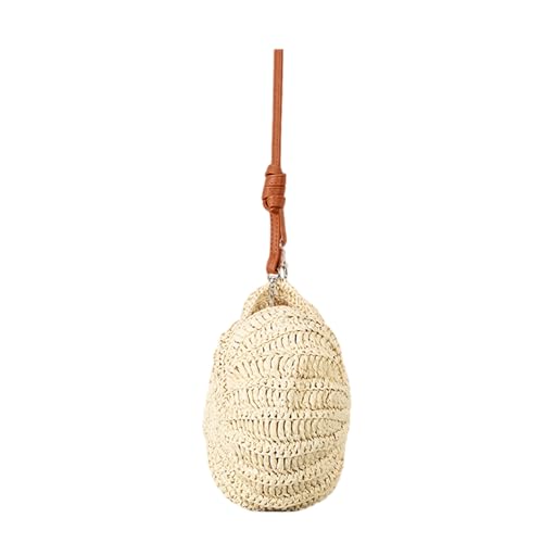 Psdndeww Handgefertigte Natürliche Rattan Crossbody Tasche Round Umhängetaschen Mit Kordelschluss Für Freundliche Mode Enthusiasten Atmungsaktive Strohhalmasche von Psdndeww