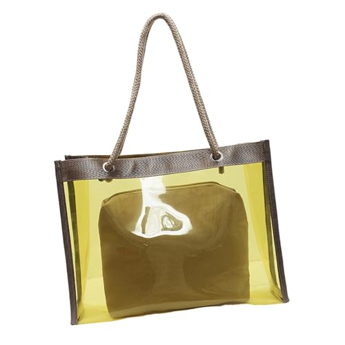 Psdndeww Klare PVC Handtasche Große Kapazität Praktische Umhängetasche Und Make Up Beutel Die Für Arbeitspendler Oder Strand Urlaubsmode Transparent von Psdndeww