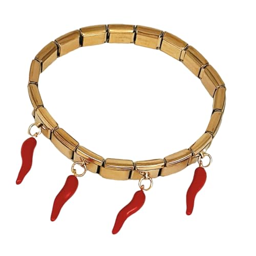 Psdndeww Kreatives Modulares Armband Mit Mehreren Anhängern Edelstahl Armreifen Handgefertigtes Armband Schmuck Für Alltägliche Verschleiß Äpfel Und Chili Anhänger von Psdndeww