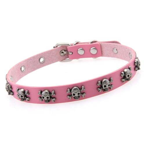 Psdndeww] Lederhalskette mit Totenkopf-Anhänger, verstellbar, Punk-Halskette, leicht, für Damen, PU-Farbe von Psdndeww