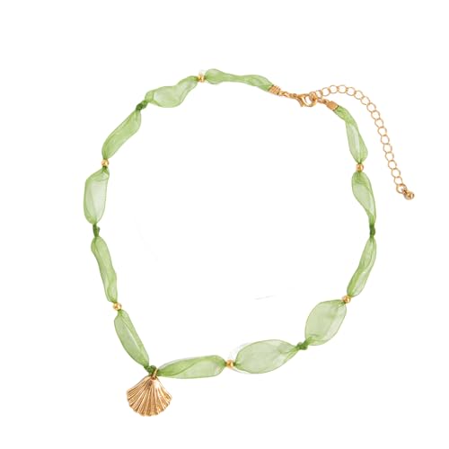 Psdndeww Leichtes Schiere Stoff Marine Themeed Halskette Mit Legierungsstern Charme Elegante Schlüsselbeinkette Für Freizeitkette Pendelloller Colarbone Kette von Psdndeww