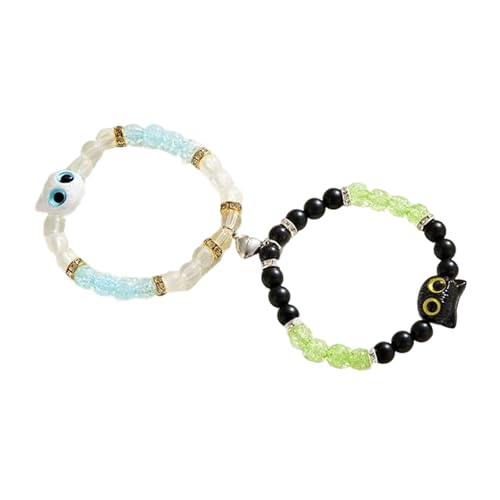 Psdndeww Magnetischer Verschluss Kätzchen Liebhaber Armband Leuchtet Dunklen Perlen Accessoires Für Mädchen Paare Party Nacht Glühendes von Psdndeww