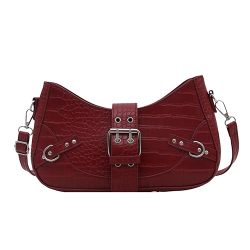 Psdndeww Moderne Crossbody Tasche Mit Metallischen Nieten Weiche PU Leder Praktische Carryall Umhängetaschen Reisen Unterarm Geldbörse Weiches PU Leder Alltag Essential Tasche von Psdndeww