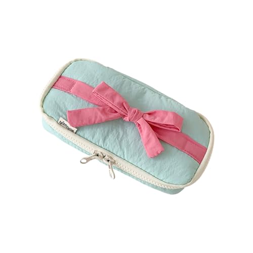 Psdndeww Multifunktionaler Bleistiftbeutel Große Kapazität Stoffkoffer Bowknot Stiftbeutel Reise Make Up Tasche Für Büroschule Pastell Süßigkeiten Farbbeutel von Psdndeww