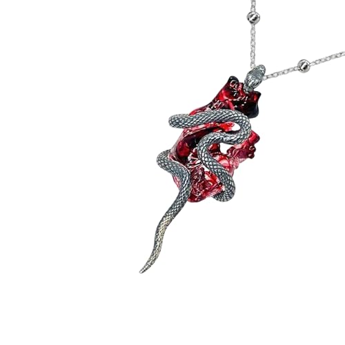 Psdndeww Mysterious Snake Heart Locket Halskette Verstellbarer Gotischer Schmuck Stilvoller Anhänger Heckchain Für Partys Konzerte Party Gothic Schmuckzubehör Accessoire von Psdndeww